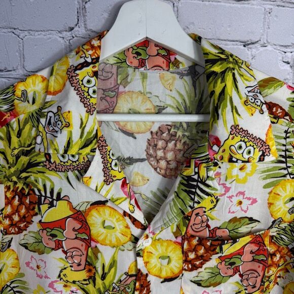 Spongebob Squarepants Patrick Nickelodeon Hawaiian Button Down Shirt Size Small - Picture 2 of 9